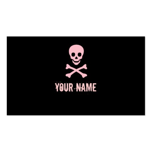Pink punk skull crossbones customizable cards business card template (front side)