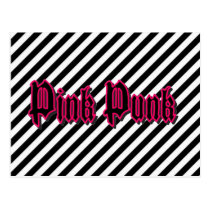 Pink Punk Stripes Postcard_Pink Bordered Goth Text postcards