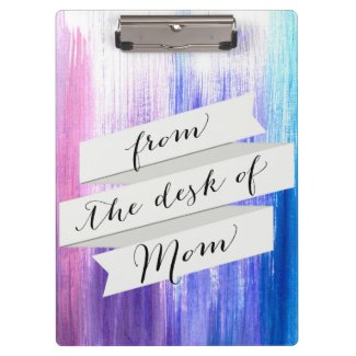 Pink purple aqua paint strokes watercolor painting clipboard