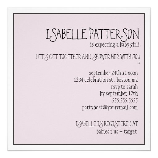 Pink & Purple Baby in Carriage Girl Baby Shower Custom Announcements