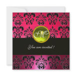 PINK PURPLE BLACK  DAMASK MONOGRAM, yellow topaz
