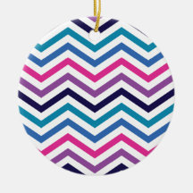 Pink Purple Blue Zigzag Chevron Christmas Tree Ornaments