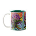 Pink purple bouquet mug green background by Julier Pink purple bouquet mug green background