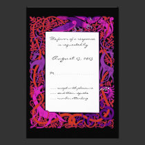 Pink & Purple Celtic Animals Design Wedding RSVP invitations