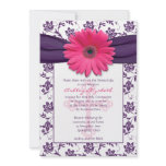 Pink Purple Daisy First Communion Invitation