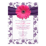 Pink Purple Daisy First Communion Invitation