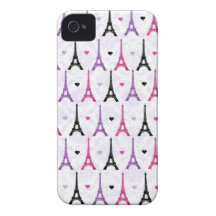 Pink & Purple Eiffel Tower pattern iPhone 4 Case-Mate Case