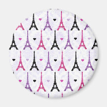 Pink & Purple Eiffel Tower pattern Fridge Magnets