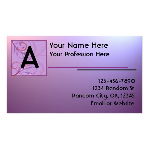 Pink purple fade customizable business cards (front side)