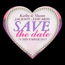 Pink Purple Fancy Save the Date Heart Stickers stickers