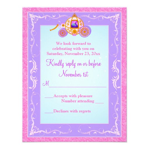 Pink, Purple Fantasy Fairy Tale Wedding Reply Card