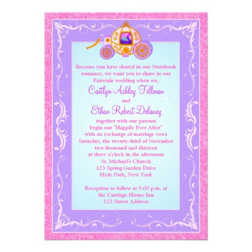 Pink, Purple Fantasy Fairytale Wedding Invitation