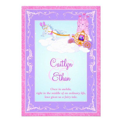 Pink, Purple Fantasy Fairytale Wedding Invitation