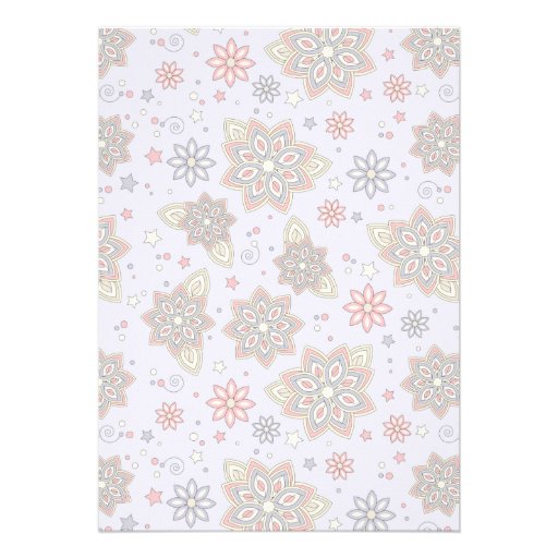 Pink Purple Floral Cross Baptism Invitation