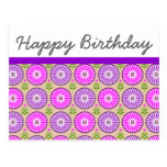 Pink purple flowers and leaves Birthday Postcard postcards