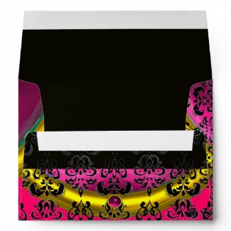 PINK PURPLE FUCHSIA AND BLACK DAMASK AMETHYST envelope