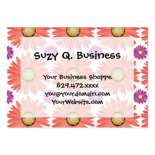 Pink Purple Gerber Daisy Flowers Floral Pattern Business Card Template (front side)