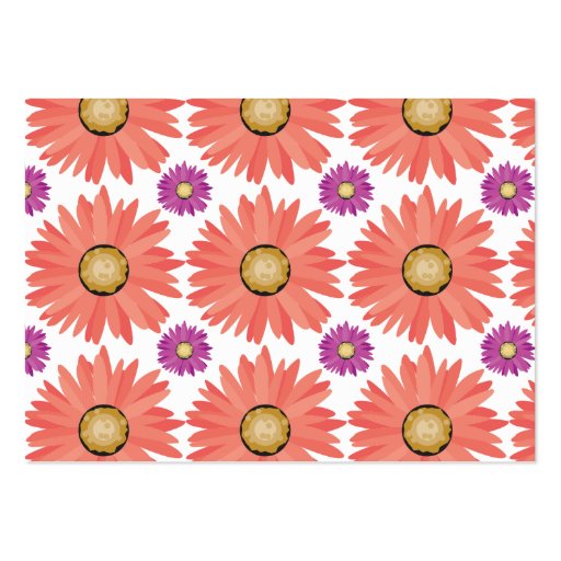 Pink Purple Gerber Daisy Flowers Floral Pattern Business Card Template (back side)