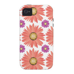 Pink Purple Gerber Daisy Flowers Floral Pattern iPhone 4/4S Case