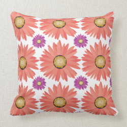 Pink Purple Gerber Daisy Flowers Floral Pattern Throw Pillows