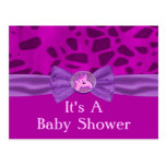 Pink & Purple Giraffe Baby Shower Post Card