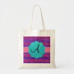Pink purple glitter monogram diamonds canvas bags
