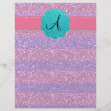 Pink purple glitter monogram diamonds personalized flyer