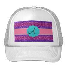 Pink purple glitter monogram diamonds hats