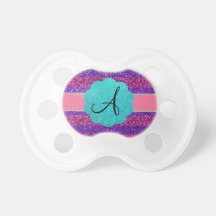 Pink purple glitter monogram diamonds pacifiers