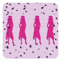 Pink & Purple Grad Silhouettes Square Sticker