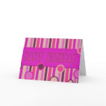 pink purple happy birthday greeting card