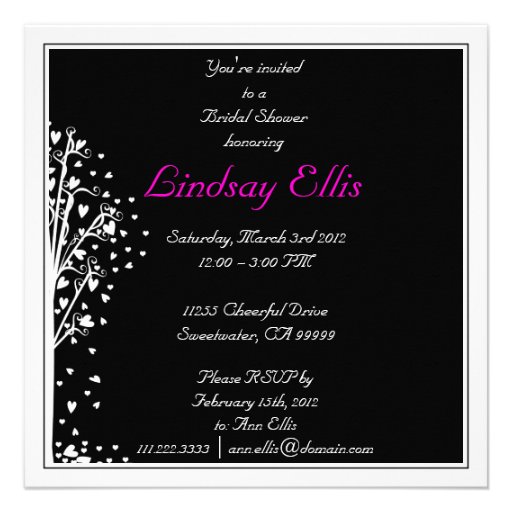 Pink & Purple Heart Tree : Shower Invitation