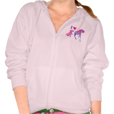 Pink & Purple I Heart Love Unicorns Tshirts