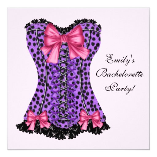 Pink & Purple Leopard Corset Purple Bachelorette P Custom Invitation