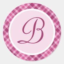 Pink Purple Plaid Monogram Initial Sticker