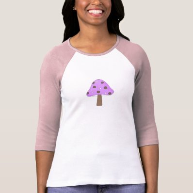 Pink Purple Polka-Dot Retro Mushroom Tee Shirt