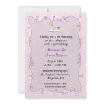 Pink Purple Polka Dots Baby Shower Invitation