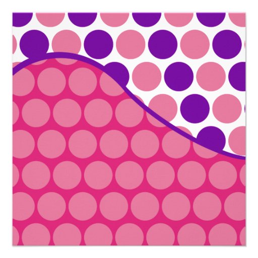 Pink Purple Polka Dots Birthday Party Invitations