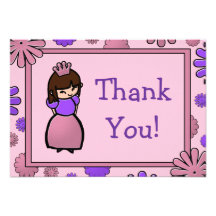 Pink & Purple Princess Thank You Cards
