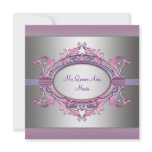 Pink Purple Quinceanera Personalized Invitation