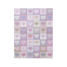 Pink & Purple Smiley Heart Squares Memo Pad
