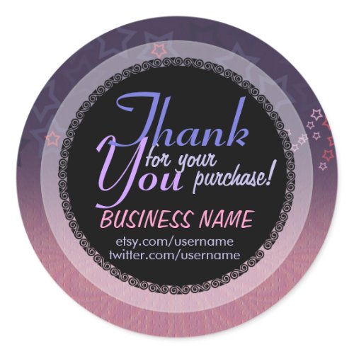 Pink purple Stars Business Thank You Sticker sticker