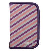 Pink purple stripe pattern custom name personal planners