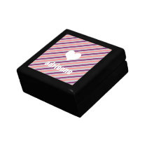 Pink purple stripes modern heart chic trinket box gift boxes