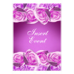 Pink purple "sweet sixteen" wedding rose personalized announcement