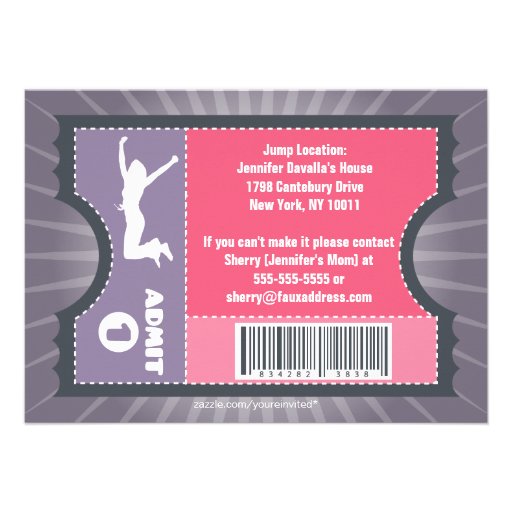 Pink & Purple Trampoline Jump Pass Invitation