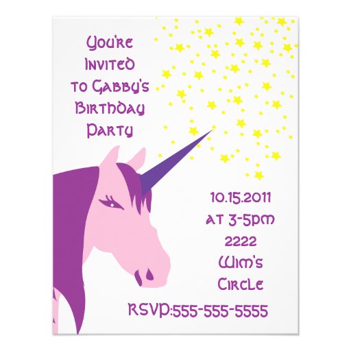 Pink/Purple Unicorn Birthday Invitation