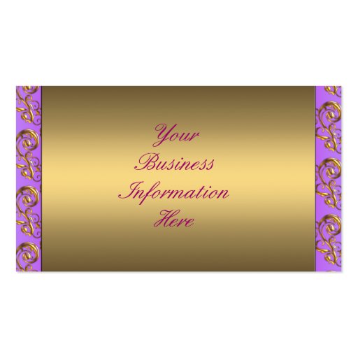 Pink Purple Violet Gold Swirls Elegant Business Card (back side)