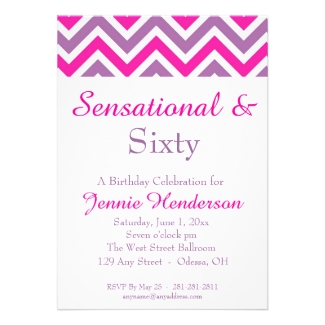 Pink, Purple, & White Chevron Birthday Invitation