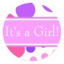 Pink & PurpleBaby Girl Announcement Shower Sticker